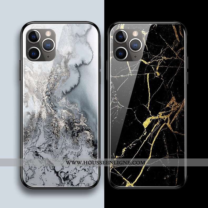 Housse iPhone 11 Pro Max Silicone Protection Téléphone Portable Noir Simple Verre Modèle Fleurie