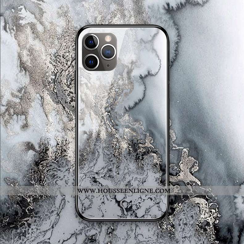 Housse iPhone 11 Pro Max Silicone Protection Téléphone Portable Noir Simple Verre Modèle Fleurie