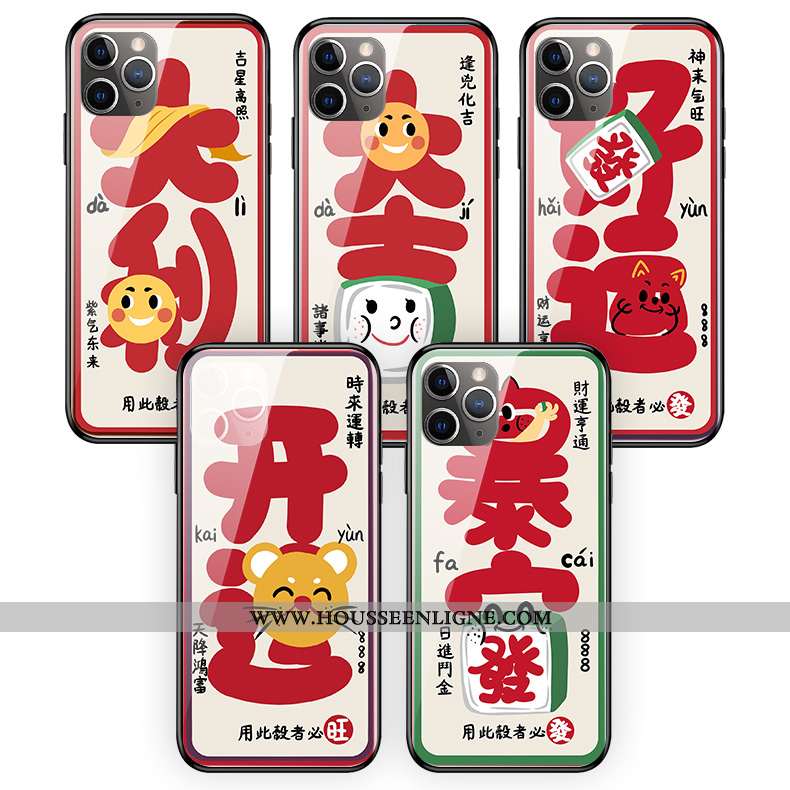 Housse iPhone 11 Pro Max Verre Créatif Rat Coque Rouge Silicone Téléphone Portable