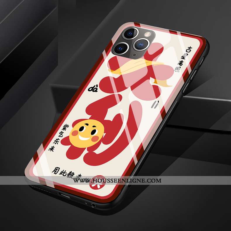 Housse iPhone 11 Pro Max Verre Créatif Rat Coque Rouge Silicone Téléphone Portable