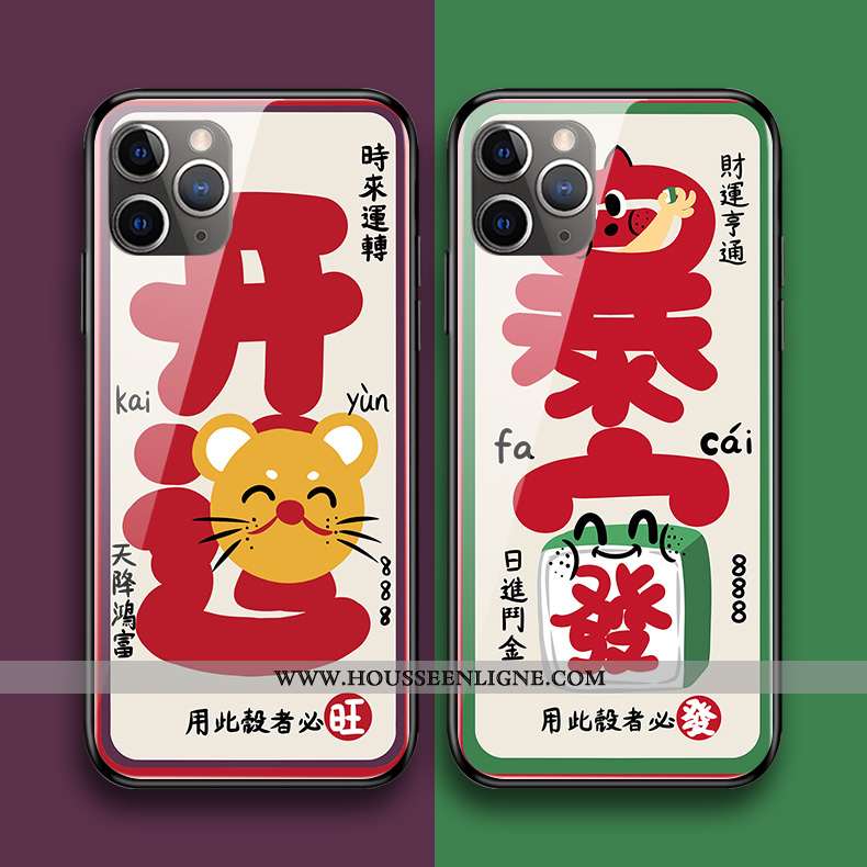 Housse iPhone 11 Pro Max Verre Créatif Rat Coque Rouge Silicone Téléphone Portable