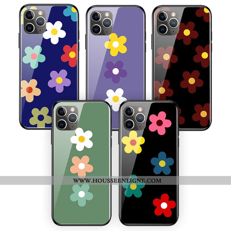 Housse iPhone 11 Pro Max Verre Silicone Coque Protection Vert Simple Vent Verte