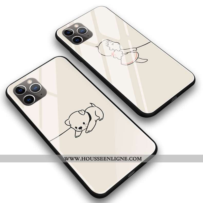 Housse iPhone 11 Pro Max Verre Silicone Protection Téléphone Portable Coque Amoureux Blanc Blanche