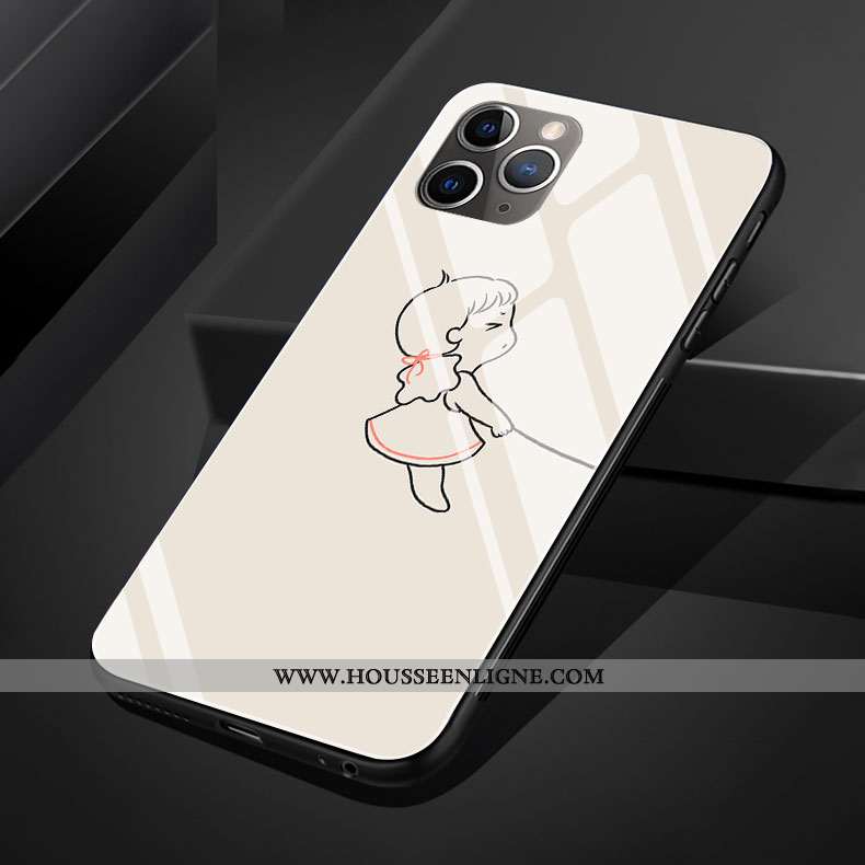Housse iPhone 11 Pro Max Verre Silicone Protection Téléphone Portable Coque Amoureux Blanc Blanche