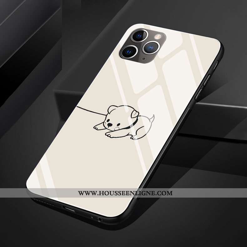 Housse iPhone 11 Pro Max Verre Silicone Protection Téléphone Portable Coque Amoureux Blanc Blanche