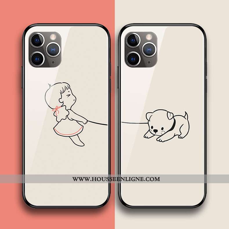 Housse iPhone 11 Pro Max Verre Silicone Protection Téléphone Portable Coque Amoureux Blanc Blanche