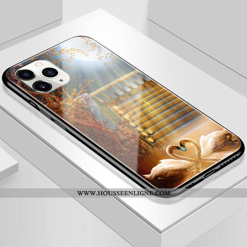 Housse iPhone 11 Pro Personnalité Tendance Simple Couvercle Arrière Art Incassable Amoureux Jaune