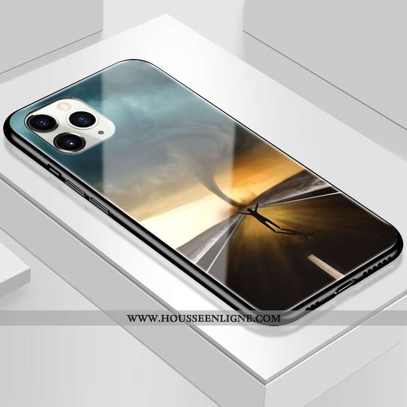 Housse iPhone 11 Pro Personnalité Tendance Simple Couvercle Arrière Art Incassable Amoureux Jaune