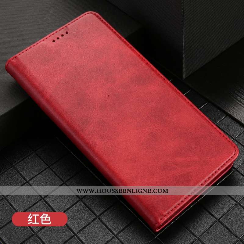Housse iPhone 11 Protection Cuir Rouge Carte Tout Compris Étui Business