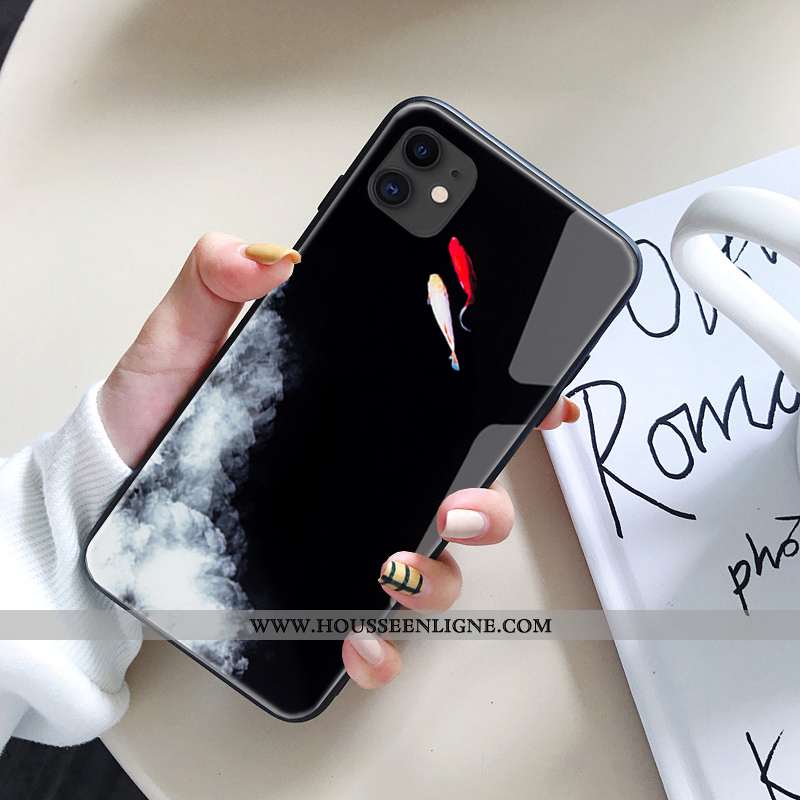 Housse iPhone 11 Silicone Personnalité Net Rouge Téléphone Portable Coque Tendance Peinture À L'huil