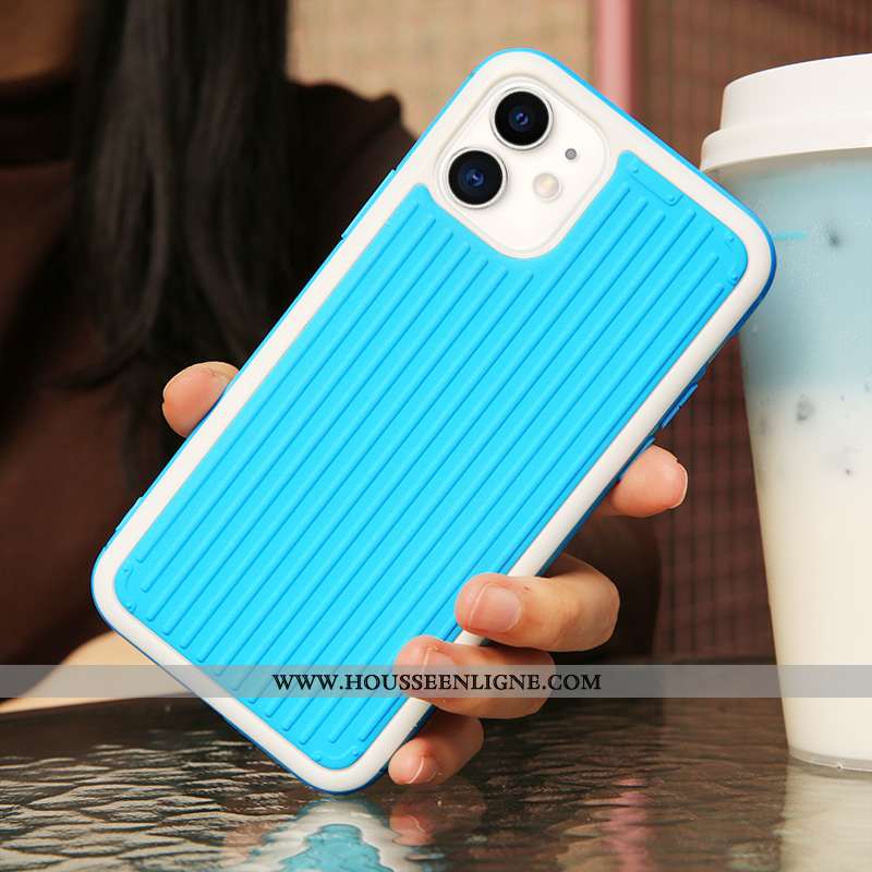 Housse iPhone 11 Silicone Protection Couleur Unie Créatif Incassable Bleu Étui