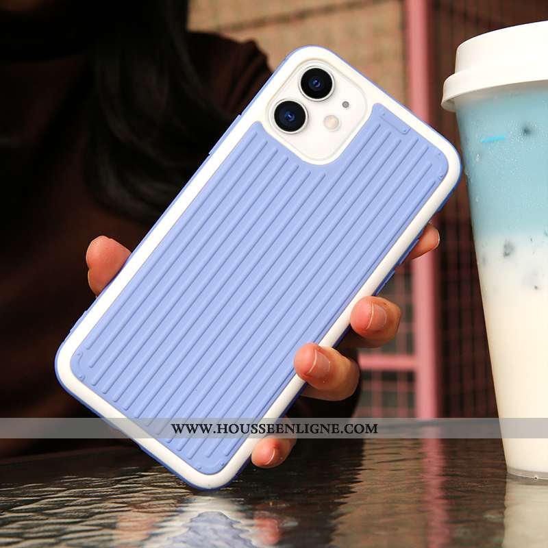 Housse iPhone 11 Silicone Protection Couleur Unie Créatif Incassable Bleu Étui