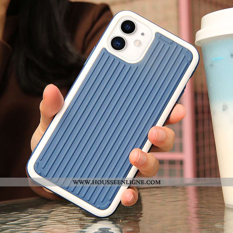 Housse iPhone 11 Silicone Protection Couleur Unie Créatif Incassable Bleu Étui