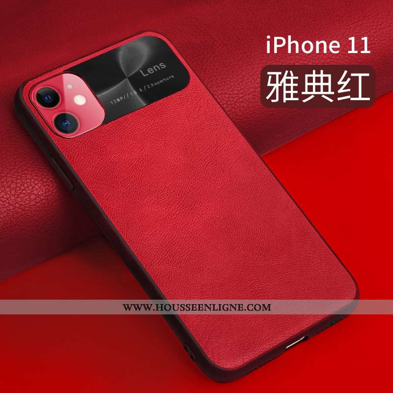 Housse iPhone 11 Tendance Légère Incassable Cuir Orange Net Rouge Nouveau