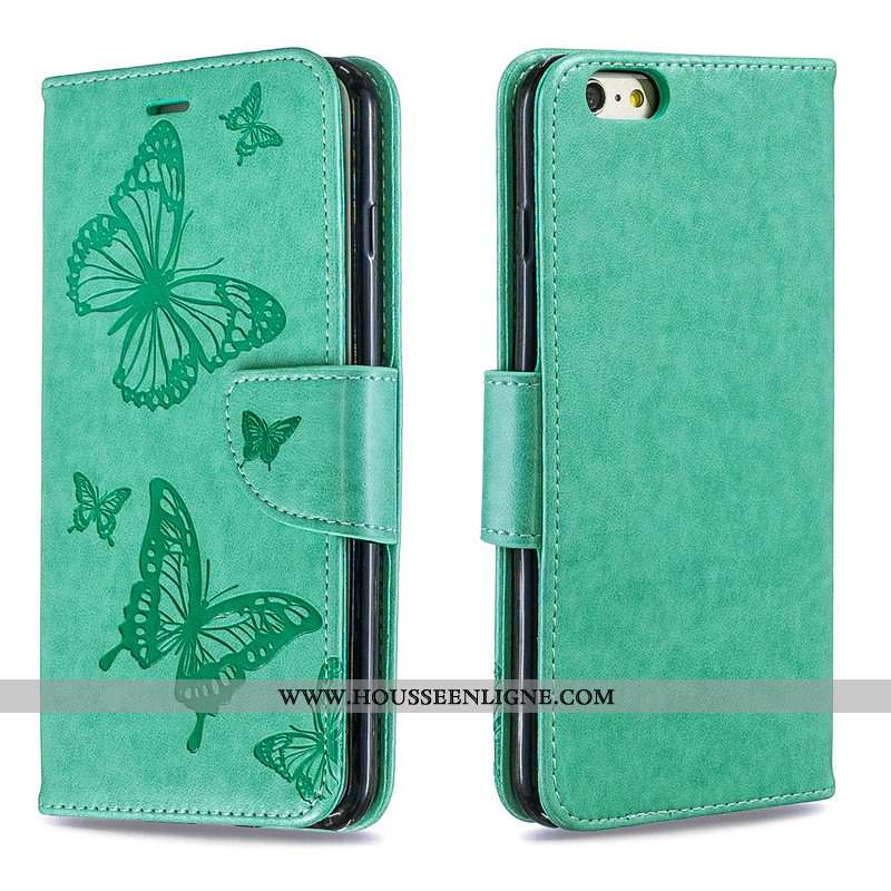 Housse iPhone 6/6s Plus Cuir Protection Étui Couleur Unie En Relief Téléphone Portable Rose