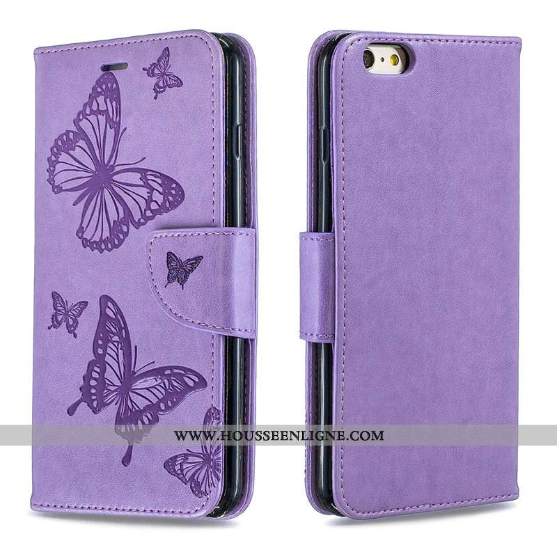 Housse iPhone 6/6s Plus Cuir Protection Étui Couleur Unie En Relief Téléphone Portable Rose