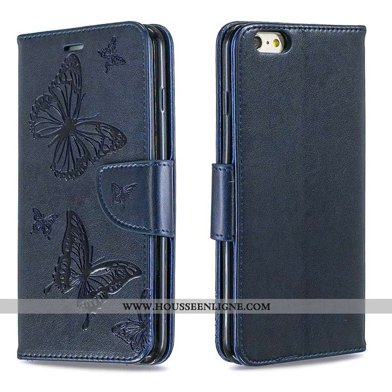 Housse iPhone 6/6s Plus Cuir Protection Étui Couleur Unie En Relief Téléphone Portable Rose