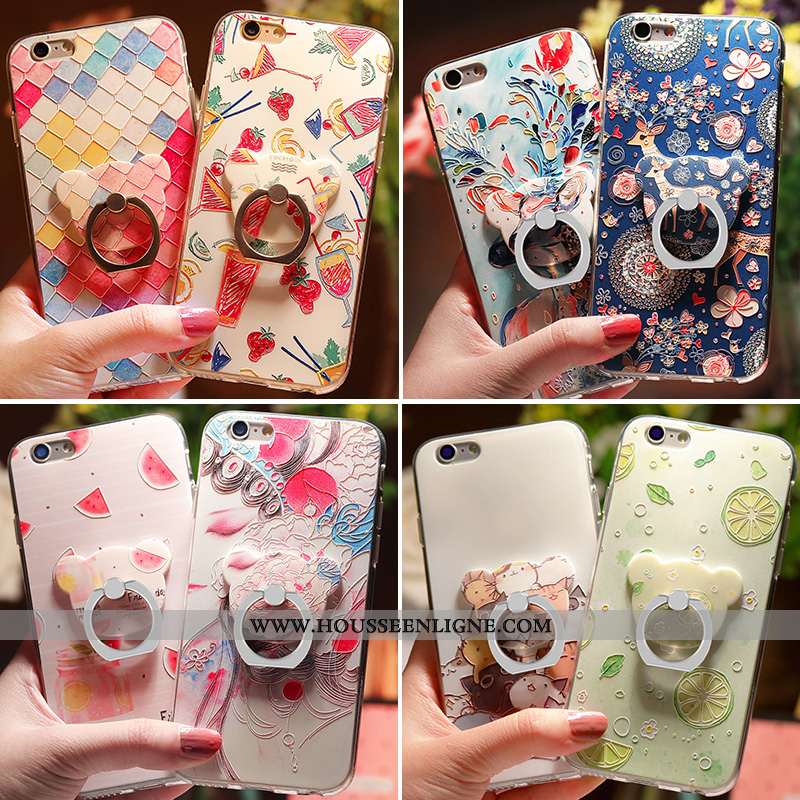Housse iPhone 6/6s Plus Gaufrage Charmant Transparent Étui Personnalité Multicolore Coque Coloré