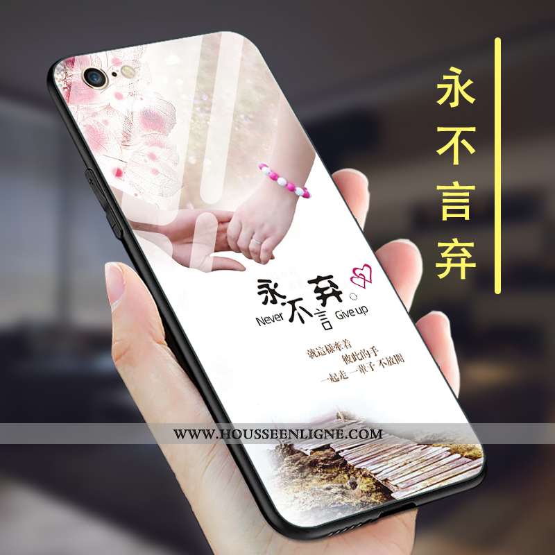 Housse iPhone 6/6s Plus Verre Délavé En Daim Miroir Téléphone Portable Étui Silicone Net Rouge Rose