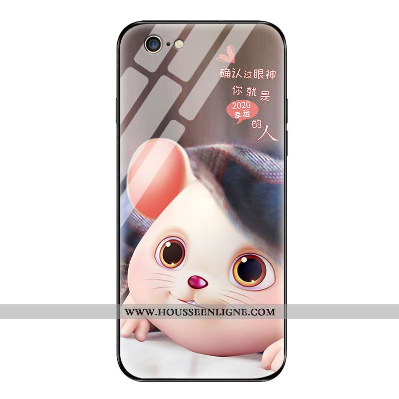Housse iPhone 6/6s Plus Verre Délavé En Daim Miroir Téléphone Portable Étui Silicone Net Rouge Rose