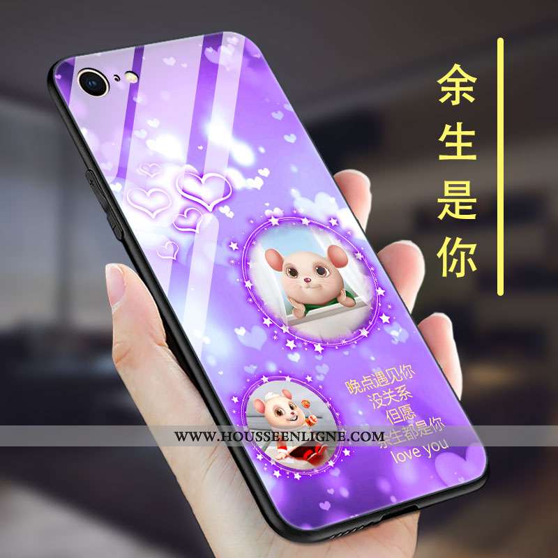 Housse iPhone 6/6s Plus Verre Délavé En Daim Miroir Téléphone Portable Étui Silicone Net Rouge Rose