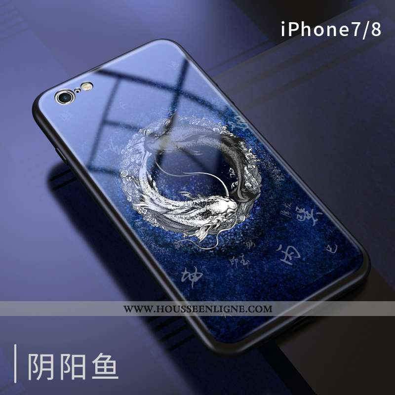 Housse iPhone 7 Créatif Personnalité Incassable Tout Compris Téléphone Portable Bleu Marin Coque Ble