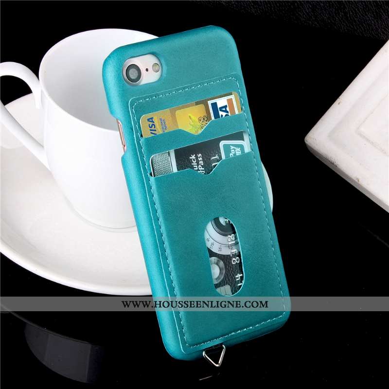 Housse iPhone 7 Cuir Protection Téléphone Portable Carte Coque Orange Incassable