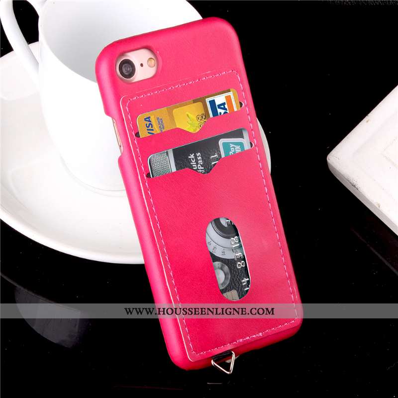 Housse iPhone 7 Cuir Protection Téléphone Portable Carte Coque Orange Incassable
