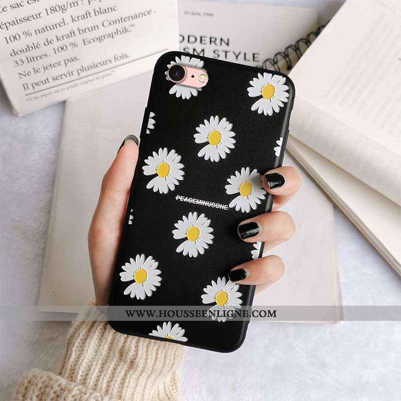 Housse iPhone 7 Fluide Doux Silicone Gaufrage Tout Compris Téléphone Portable Incassable Noir