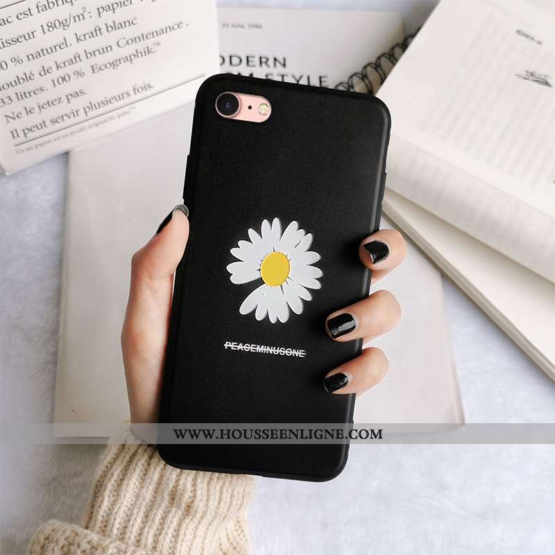 Housse iPhone 7 Fluide Doux Silicone Gaufrage Tout Compris Téléphone Portable Incassable Noir