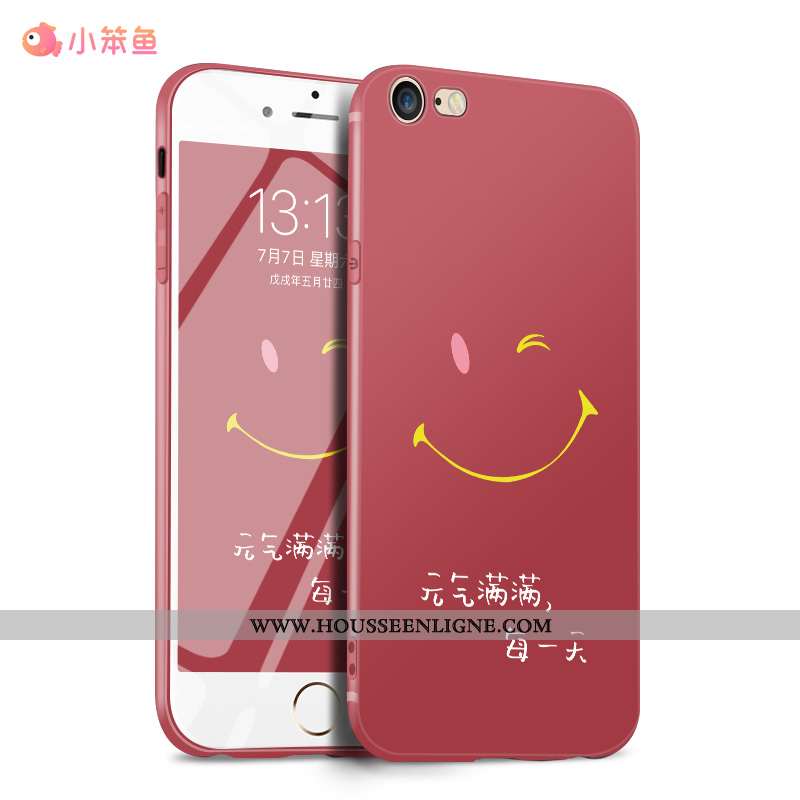 Housse iPhone 7 Légère Fluide Doux Tout Compris Délavé En Daim Étui Protection Silicone Rouge