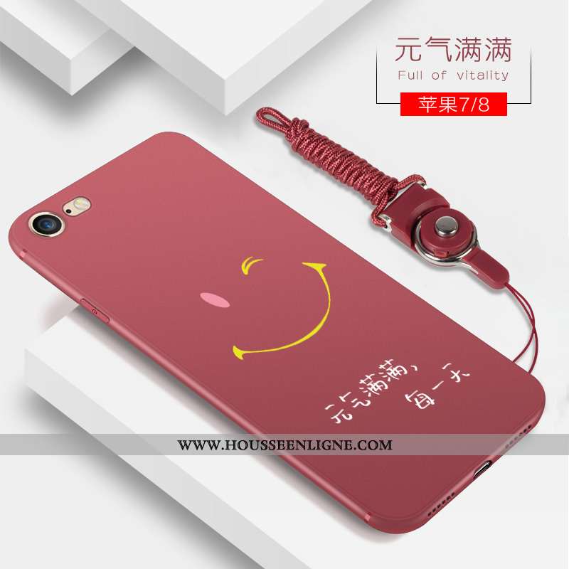 Housse iPhone 7 Légère Fluide Doux Tout Compris Délavé En Daim Étui Protection Silicone Rouge