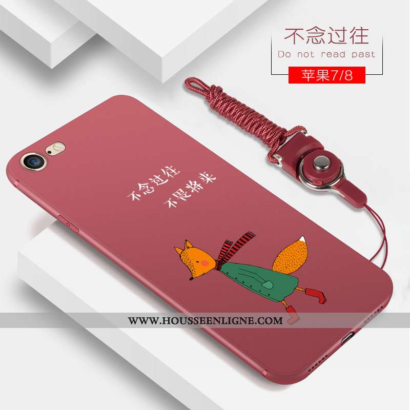 Housse iPhone 7 Légère Fluide Doux Tout Compris Délavé En Daim Étui Protection Silicone Rouge