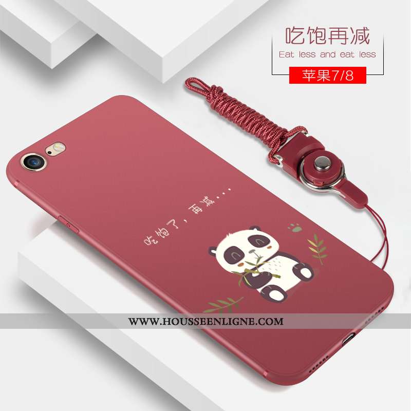 Housse iPhone 7 Légère Fluide Doux Tout Compris Délavé En Daim Étui Protection Silicone Rouge