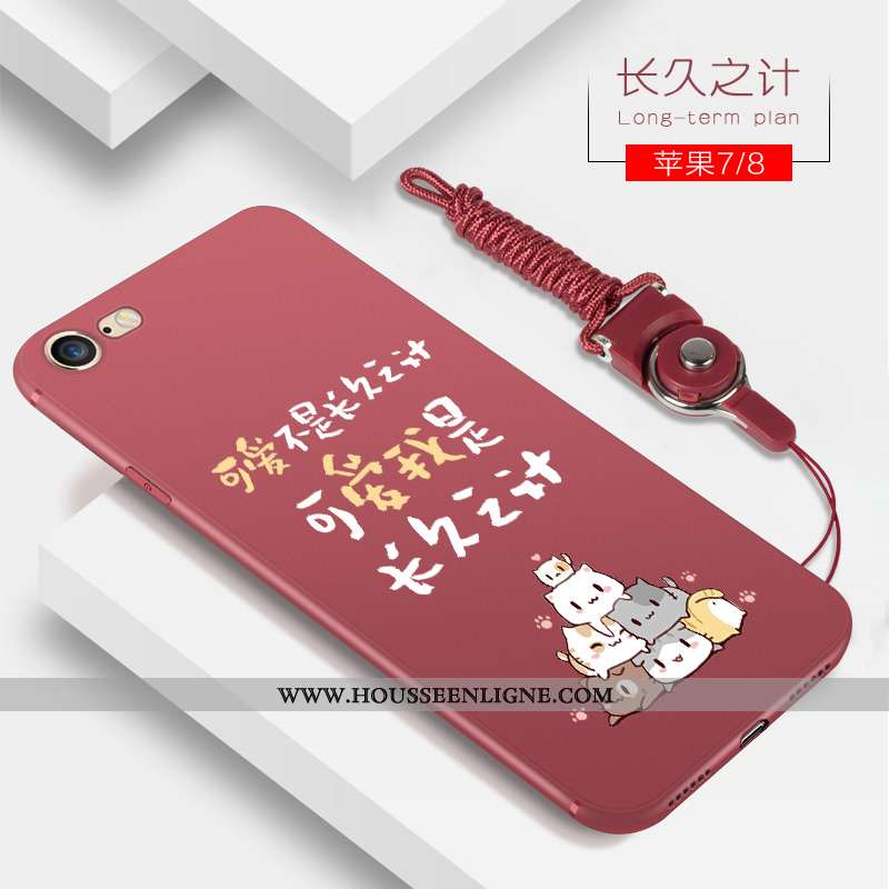 Housse iPhone 7 Légère Fluide Doux Tout Compris Délavé En Daim Étui Protection Silicone Rouge