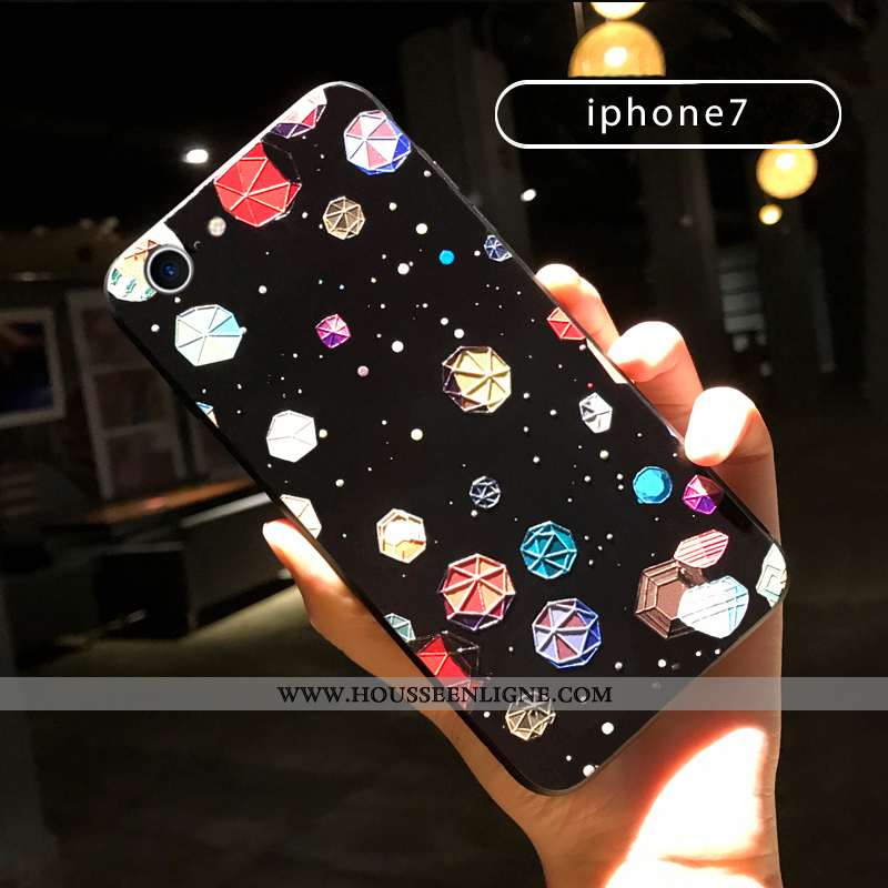 Housse iPhone 7 Ornements Suspendus Personnalité Téléphone Portable Créatif Noir Nouveau Amoureux
