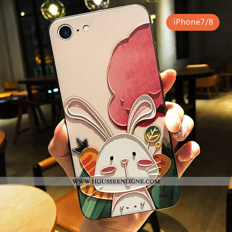 Housse iPhone 7 Personnalité Créatif Rose Coque Lapin Dessin Animé Amoureux