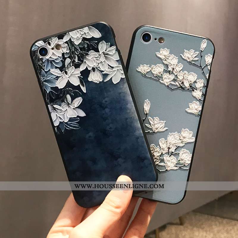 Housse iPhone 7 Personnalité Créatif Téléphone Portable Bleu Marin Nouveau Protection Délavé En Daim