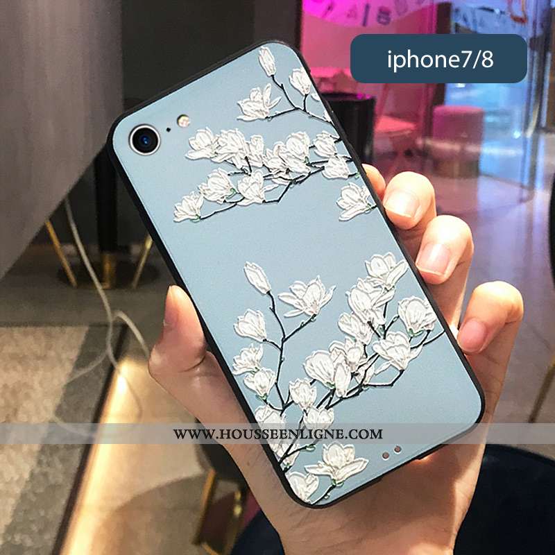 Housse iPhone 7 Personnalité Créatif Téléphone Portable Bleu Marin Nouveau Protection Délavé En Daim
