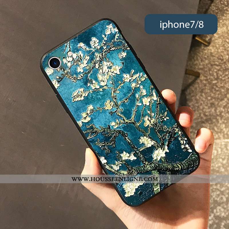 Housse iPhone 7 Personnalité Créatif Téléphone Portable Bleu Marin Nouveau Protection Délavé En Daim