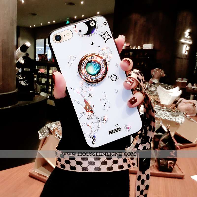 Housse iPhone 7 Personnalité Tendance Incassable Téléphone Portable Blanc Fluide Doux Ornements Susp