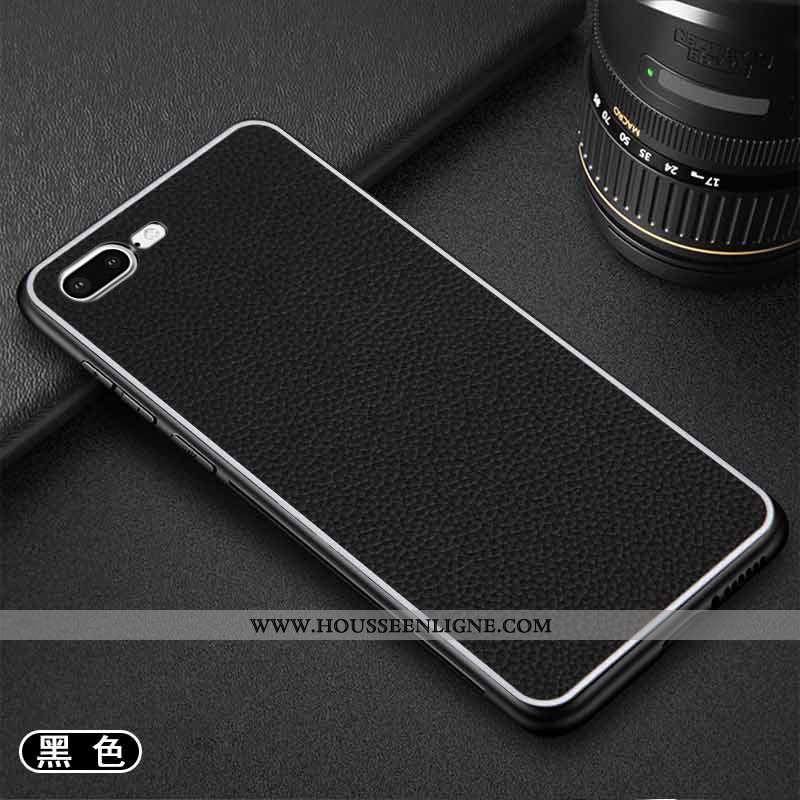 Housse iPhone 7 Plus Légère Cuir Téléphone Portable Couleur Unie Étui Incassable Simple Noir