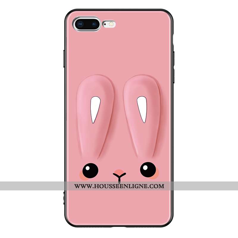 Housse iPhone 7 Plus Mode Protection Rose Téléphone Portable Pu Dessin Animé Tout Compris