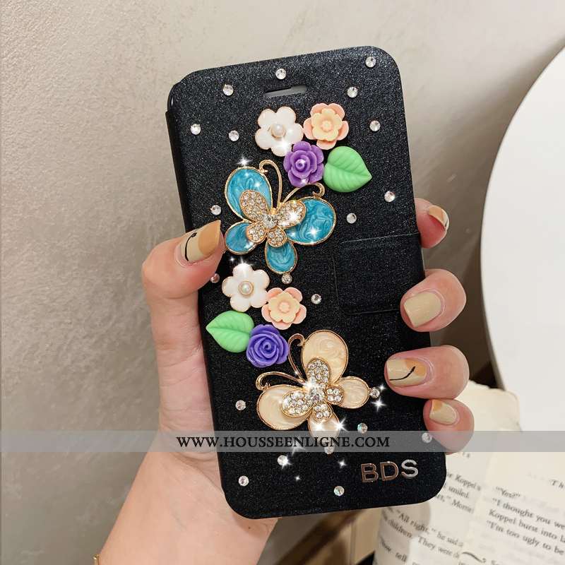 Housse iPhone 7 Plus Modèle Fleurie Protection Étui Tendance Cuir Coque Téléphone Portable Bleu