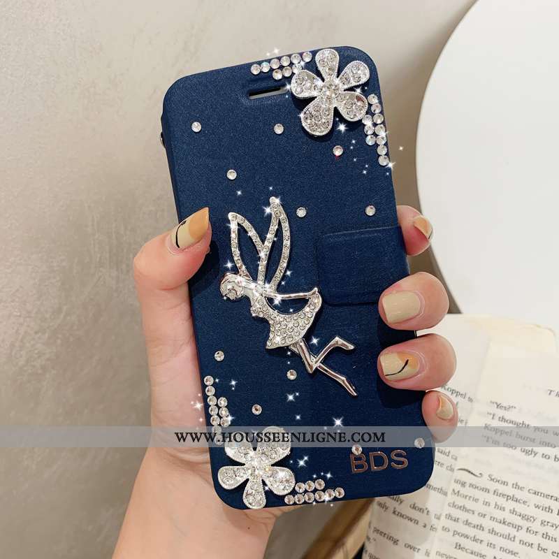 Housse iPhone 7 Plus Modèle Fleurie Protection Étui Tendance Cuir Coque Téléphone Portable Bleu
