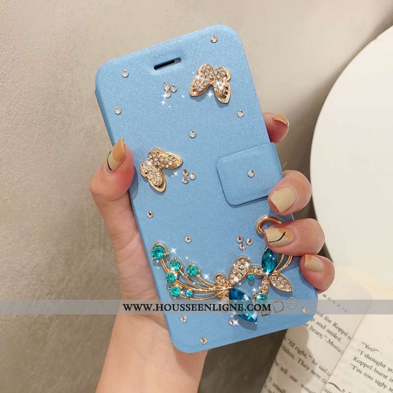 Housse iPhone 7 Plus Modèle Fleurie Protection Étui Tendance Cuir Coque Téléphone Portable Bleu