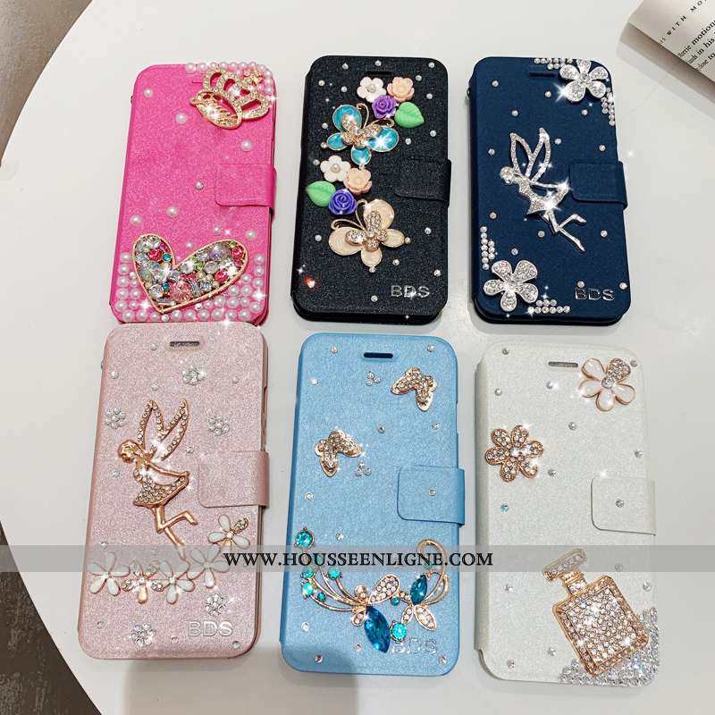 Housse iPhone 7 Plus Modèle Fleurie Protection Étui Tendance Cuir Coque Téléphone Portable Bleu