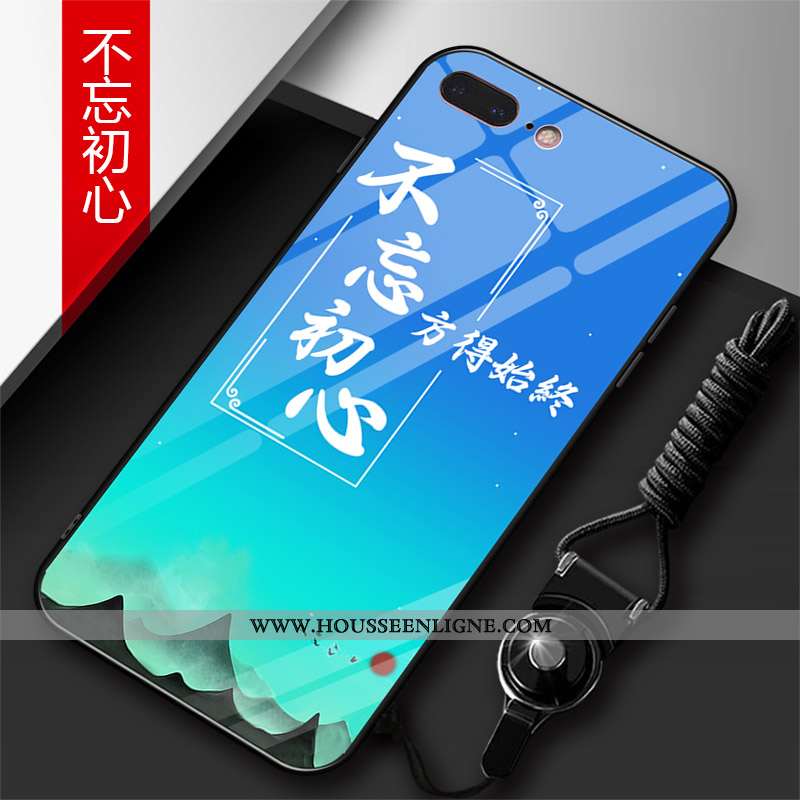 Housse iPhone 7 Plus Personnalité Créatif Téléphone Portable Ornements Suspendus Bleu Anneau Verre