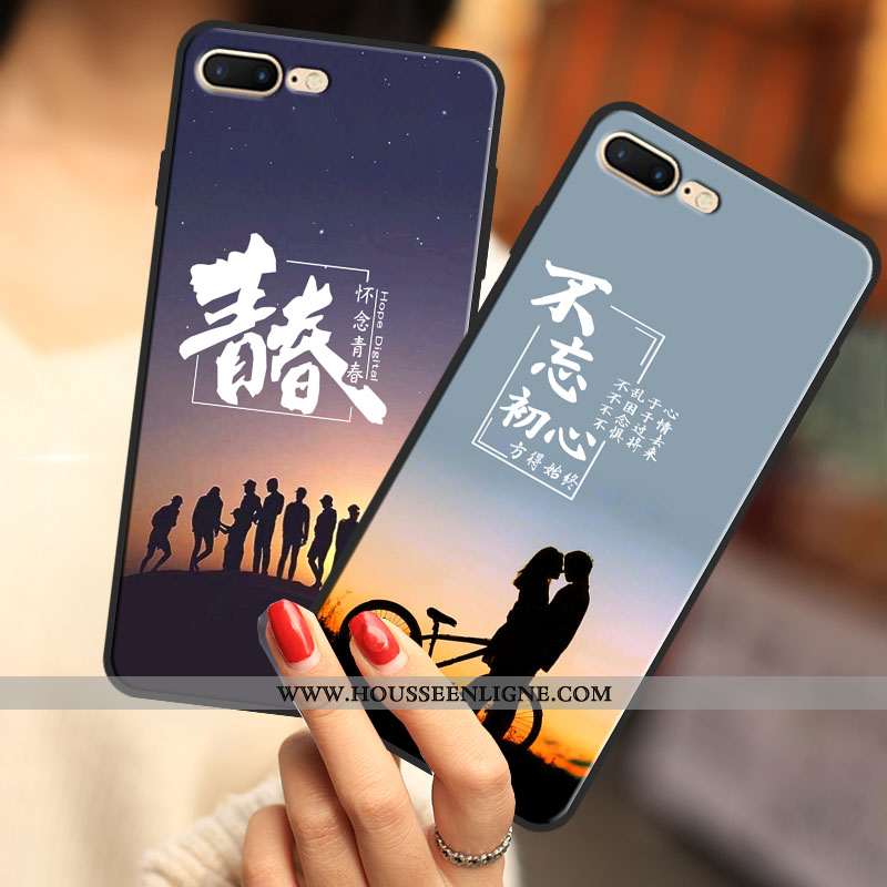 Housse iPhone 7 Plus Protection Personnalité Silicone Téléphone Portable Coque Tendance Étui Bleu