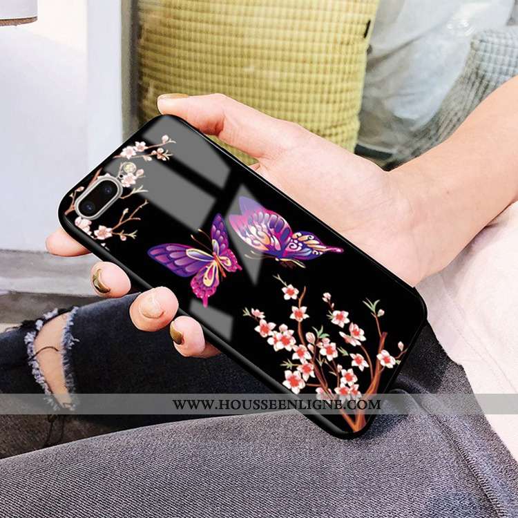 Housse iPhone 7 Plus Verre Difficile Coque Téléphone Portable Tempérer Miroir Noir